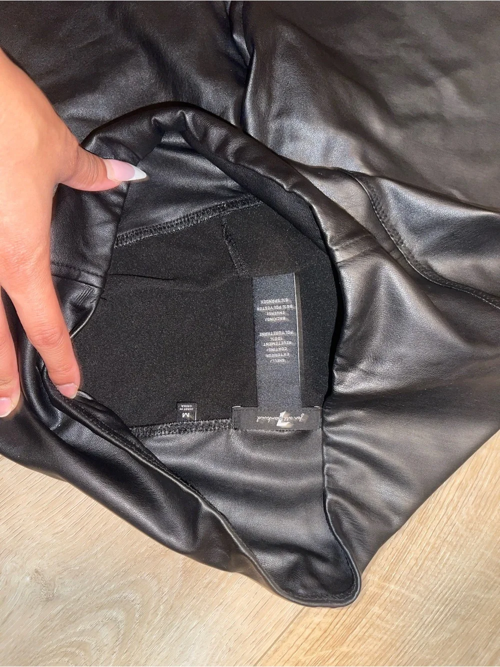 7 For All Mankind Black Faux Leather Leggings